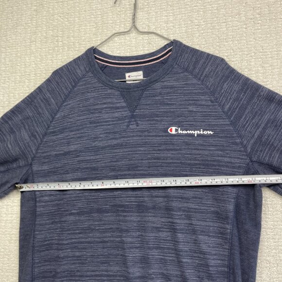 Champion Sweatshirt Men's M Long Sleeve Embroidered V-Stitch Crew Neck Navy - Picture 9 of 12